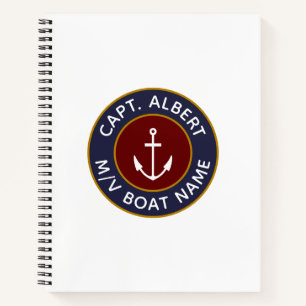 Captain Personalisiert Maroon Anchor Logo-Notebook Notizbuch