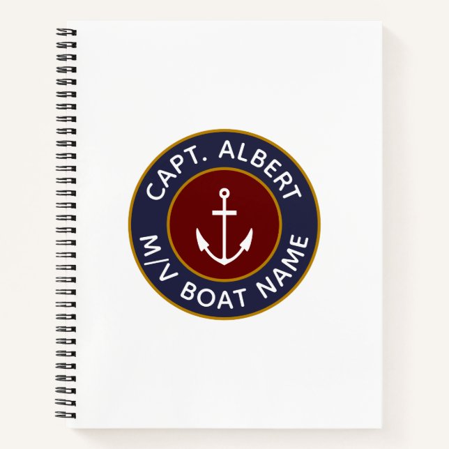 Captain Personalisiert Maroon Anchor Logo-Notebook Notizbuch (Vorderseite)