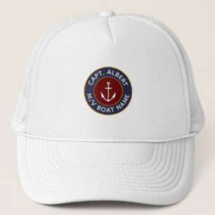 Captain Personalisiert Maroon Blue Anchor Logo Hat Truckerkappe
