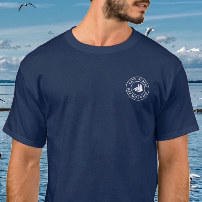 Captain Personalisiert Sailboat Logo T Shirt (Von Creator hochgeladen)