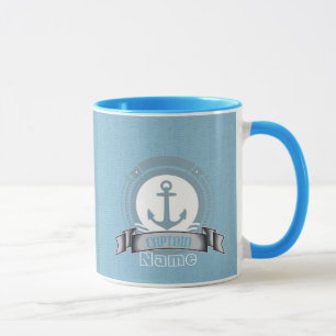 CAPTAIN personalisiertes Segelboot Wasseremblem Tasse