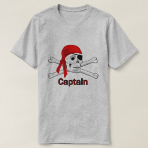 Captain Pirate Skull und Crossbones Mens BG T-Shirt