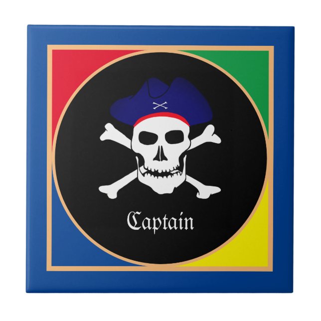 Captain & Pirates Flag - Schatzinsel /Kinder Fliese (Vorderseite)