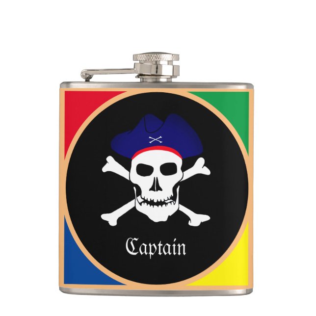 Captain & Pirates Flag - Schatzinsel /Party Flachmann (Vorderseite)
