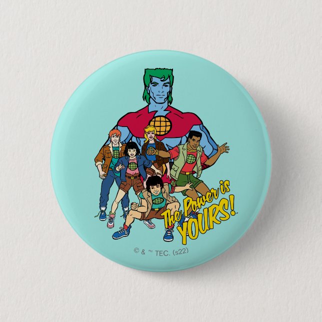 Captain Planet Group Graphic - Der Power ist deins Button (Vorderseite)