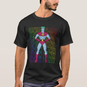 Captain Planet Hero Rainbow Text Stack T-Shirt