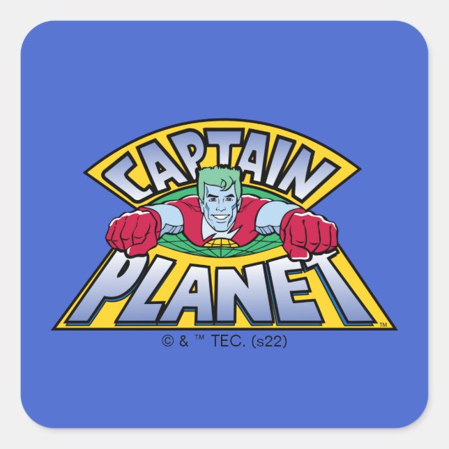 Captain Planet Logo Quadratischer Aufkleber (Vorderseite)