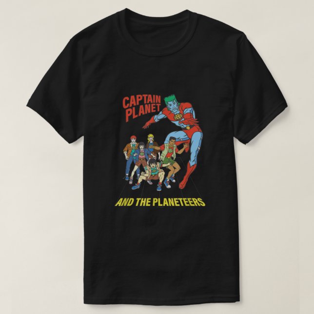 Captain Planet Planeteers United Retro Logo  T-Shirt (Design vorne)