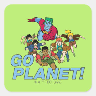 Captain Planet und die Planeten - Go Planet! Quadratischer Aufkleber