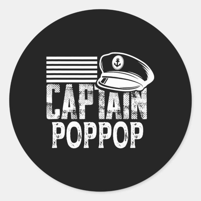 Captain Poppop - Sailing Captain Hat Boat Owner Bo Runder Aufkleber (Vorderseite)