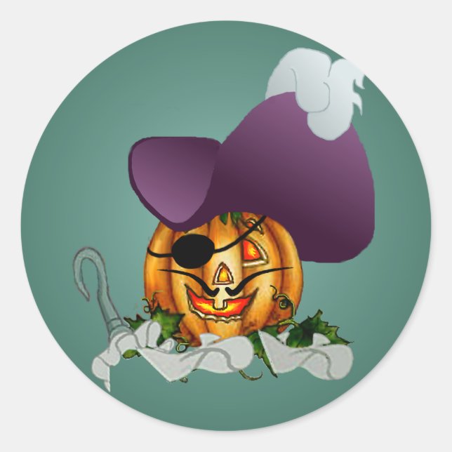 CAPTAIN PUMPKIN HOOK by SHARON SHARPE Runder Aufkleber (Vorderseite)