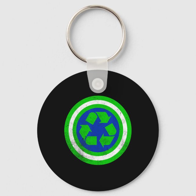 Captain Recycle Earth Day Schlüsselanhänger (Vorderseite)