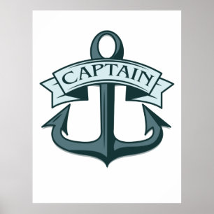 Captain Ships Anchor Poster