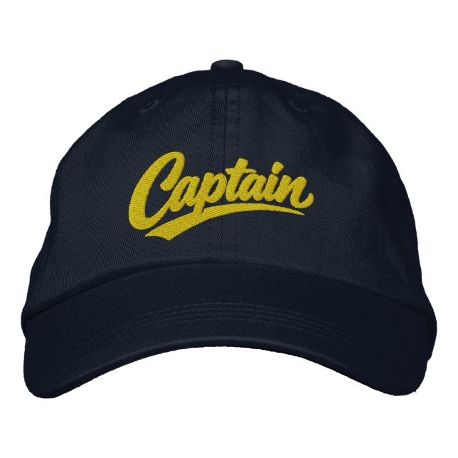 Captain Simple Bold Typography Style Bestickte Baseballkappe (Vorderseite)