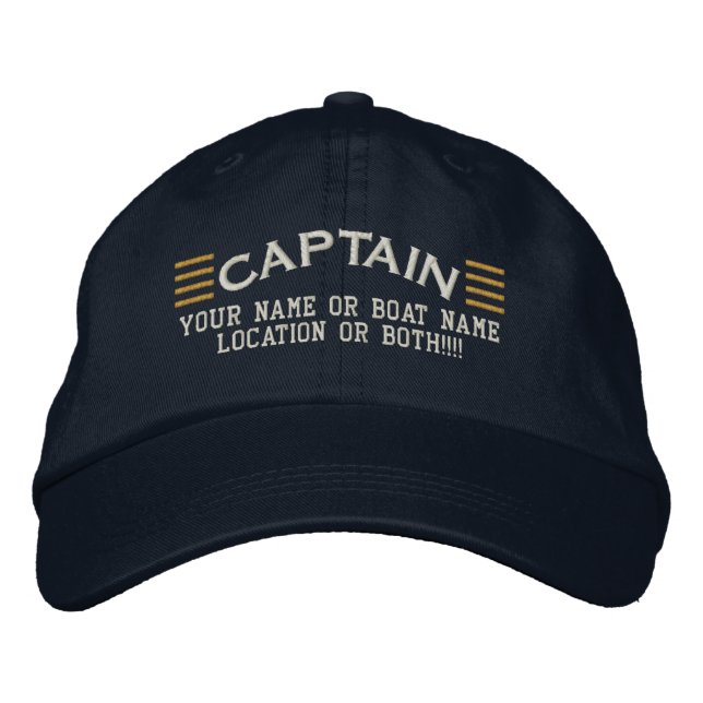 CAPTAIN Stripes für Ihr Namensboot lokal Bestickte Baseballkappe (Vorderseite)