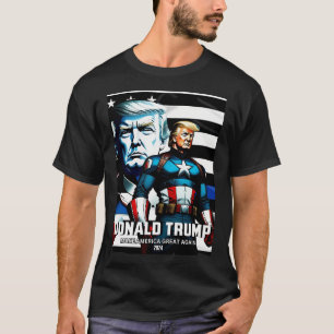 Captain Trump Blue Line Flag 3 Amerika groß machen T-Shirt