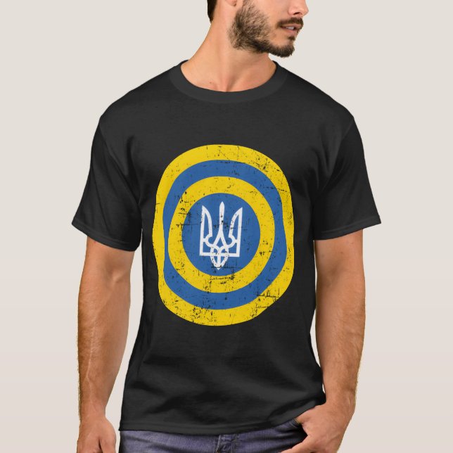 Captain Ukraine Shield Ukrainian Flag Solidarity D T-Shirt (Vorderseite)