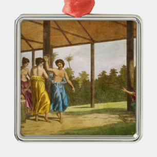 Captain Wallis, auf seiner Ankunft in O'Taheite Ornament Aus Metall