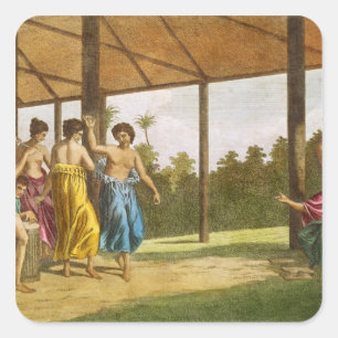 Captain Wallis bei seiner Ankunft in O'Taheite Quadratischer Aufkleber