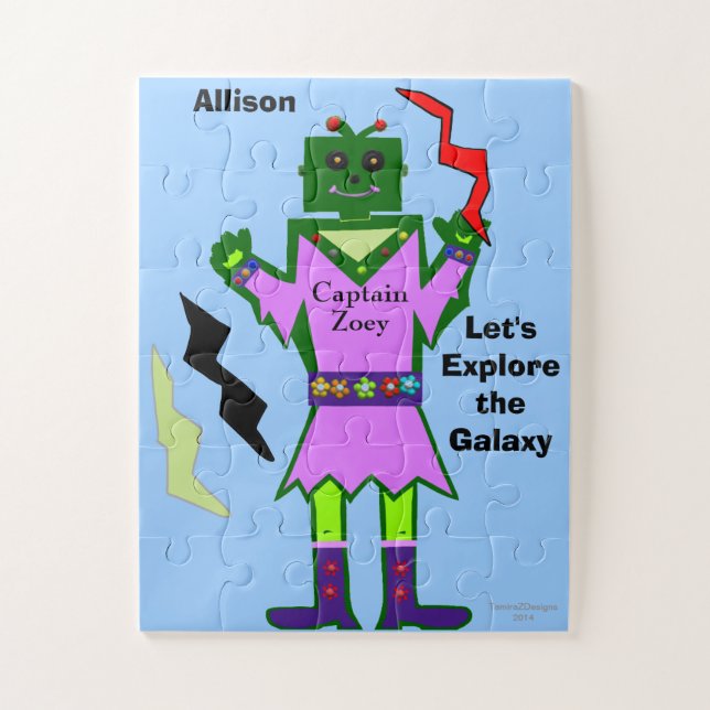 Captain Zoey Girl Robot Pink Outfit Blume Puzzle (Vertikal)