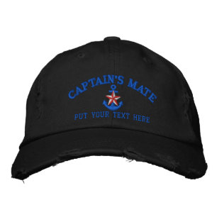 Captain's Mate Star Anchor Boat Name Bestickte Kappe