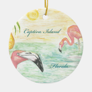 Captiva Insel-Flamingo-Florida-Kunst Keramik Ornament