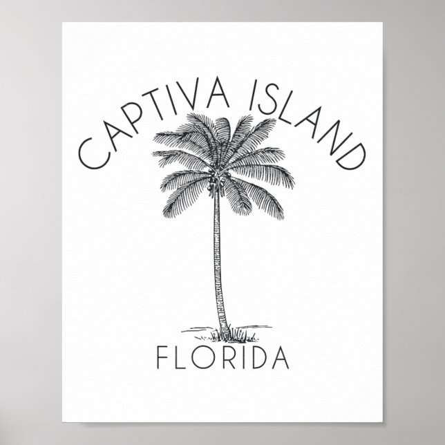 Captiva Island Beach Design Palm Tree Illustration Poster (Vorne)