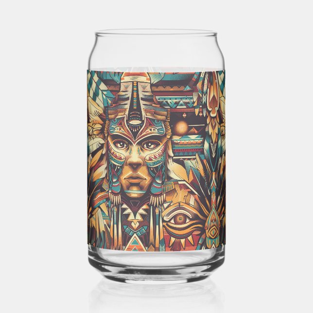 Captivating Blue "Mesoamerican Motif" Trinkbehälte Dosenglas (Vorderseite)