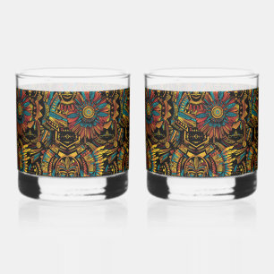 Captivating Cyan "Aztec Dream" 12oz Glass Tumblers Whiskyglas
