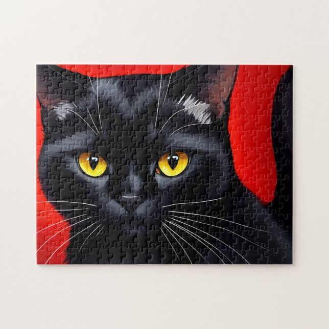 Captivating Kitty Art Portrait 252-teilige Black C Puzzle (Horizontal)