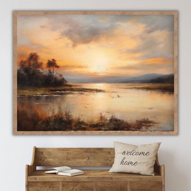 Captivating Sunset Landscape Painting, River lands Poster (Von Creator hochgeladen)