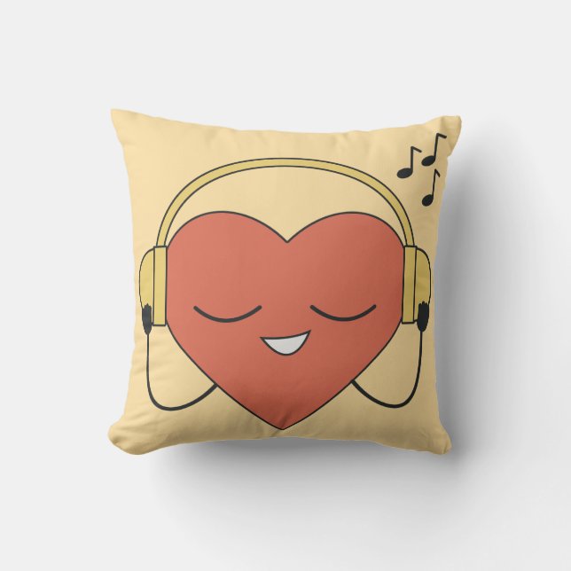 Captivation Red Cartoon Heart Music Illustration Kissen (Vorderseite)