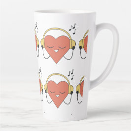 Captivation Red Cartoon Heart Music Illustration Milchtasse