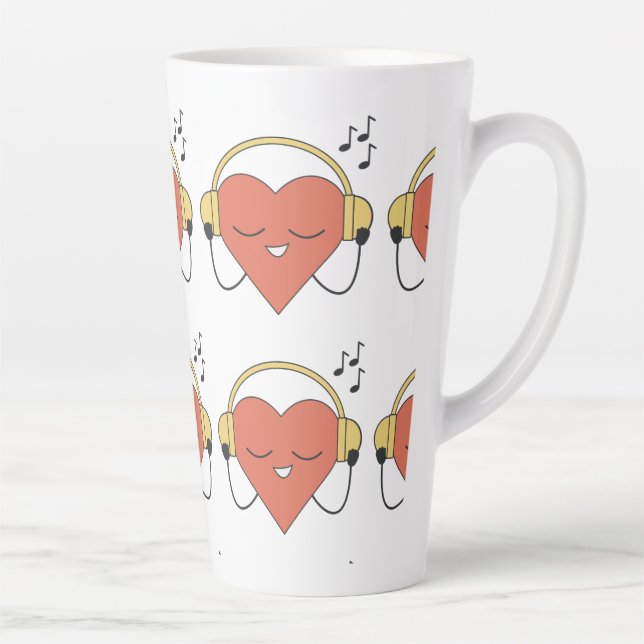 Captivation Red Cartoon Heart Music Illustration Milchtasse (Rechts)