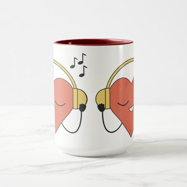 Captivation Red Cartoon Heart Music Illustration Tasse (Zentrum)