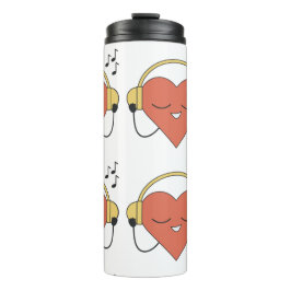 Captivation Red Cartoon Heart Music Illustration Thermosbecher