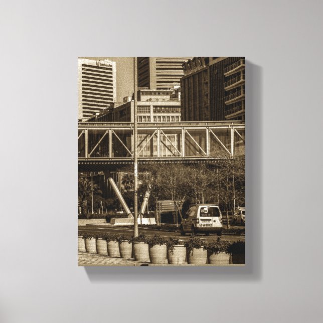 Captown Monochrome Cityscape Street Lifestyle Leinwanddruck (Vorderseite)