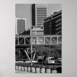 Captown Monochrome Cityscape Street Lifestyle Poster