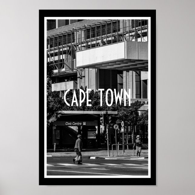 Captown Monochrome Cityscape Street Lifestyle Poster (Vorne)