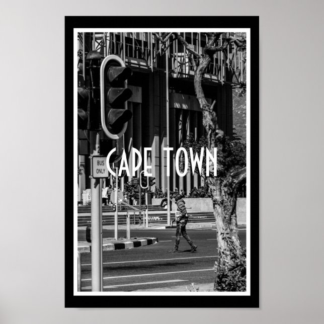 Captown Monochrome Cityscape Street Lifestyle Poster (Vorne)