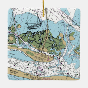 Captree Island NY Chart Keramikornament