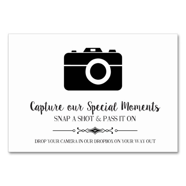 Capture our Moments Placecards Tischnummer (Vorderseite)
