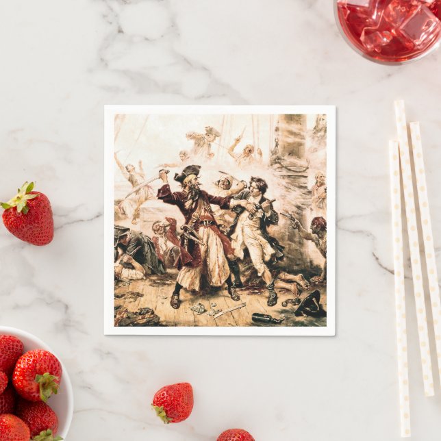 Capture, Pirate Blackbeard, Königin Anne's Rache Serviette (Beispiel)