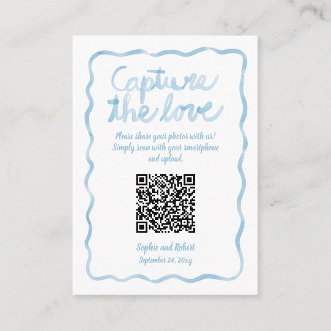 Capture Share-Fotos QR-Code Wavy Blue Frame Begleitkarte (Vorderseite)