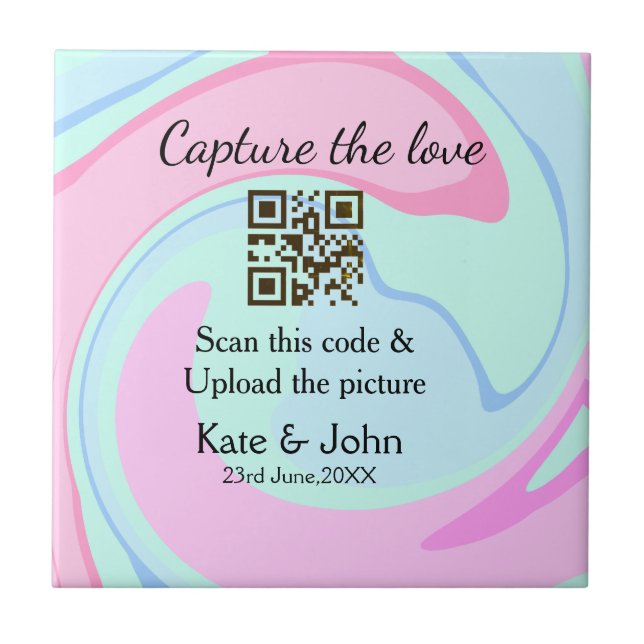 Capture the Liebe add QR Scan marmorfarben blau mi Fliese (Vorderseite)