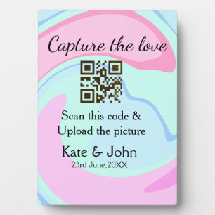 Capture the Liebe add QR Scan marmorfarben blau mi Fotoplatte