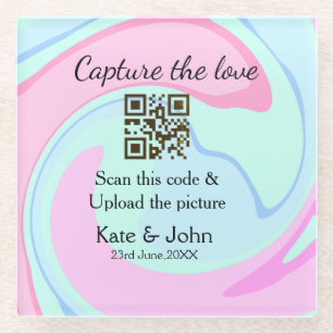 Capture the Liebe add QR Scan marmorfarben blau mi Glasuntersetzer