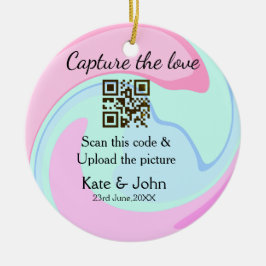 Capture the Liebe add QR Scan marmorfarben blau mi Keramik Ornament