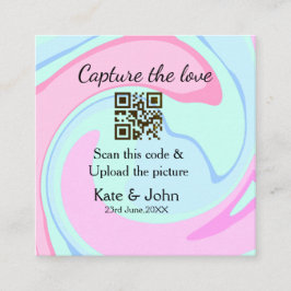 Capture the Liebe add QR Scan marmorfarben blau mi Quadratische Visitenkarte