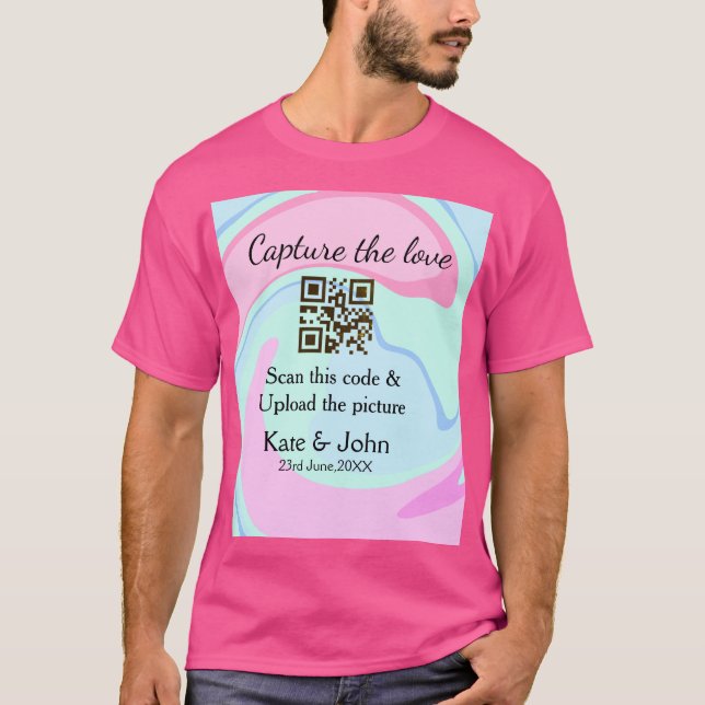 Capture the Liebe add QR Scan marmorfarben blau mi T-Shirt (Vorderseite)